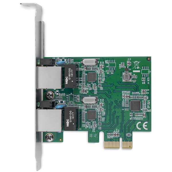 Dual Port Gigabit PCI Express Network Adapter Card, adds two Ethernet ports for fast data transfer and robust networking.