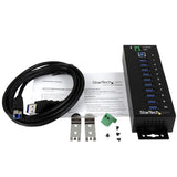 10-Port Industrial USB 3.0 Hub - ESD and Surge Protection