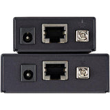 HDMI over CAT5 HDBaseT Extender enabling 4K video transmission with Power Over Cable for long-distance setups.