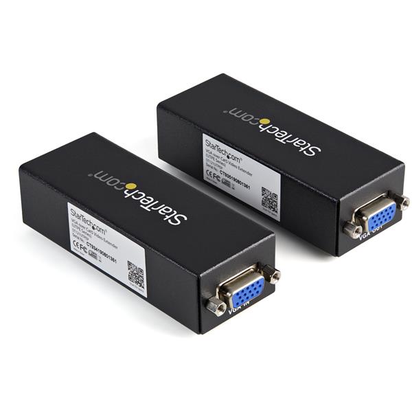 VGA to Cat 5 Monitor Extender Kit allowing 250ft connection for remote displays; ideal for offices, classrooms, and industry use.