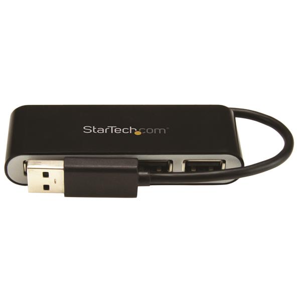 4-Port Portable USB 2.0 Hub with Built-in Cable