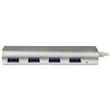 Sleek 4-port USB 3.0 hub with built-in cable for seamless device connectivity, ideal for MacBook and travel use.