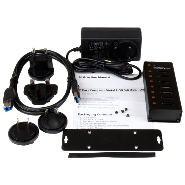 7-Port USB 3.0 Hub - Desktop or Wall-Mountable Metal Enclosure