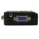 Compact 2 Port Black USB KVM Switch Kit for seamless control of two computers with audio, cables included.