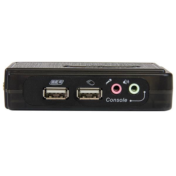 2 Port Black USB KVM Switch Kit with Audio and Cables