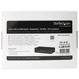 2 Port DisplayPort KVM Switch 4K 60Hz DP 1.2 w/USB 3.0 Hub TAA