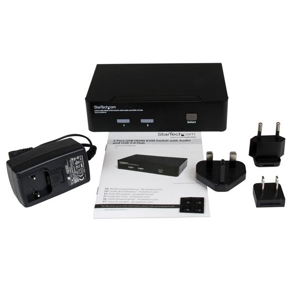 2 Port USB HDMI KVM Switch with Audio and USB 2.0 Hub