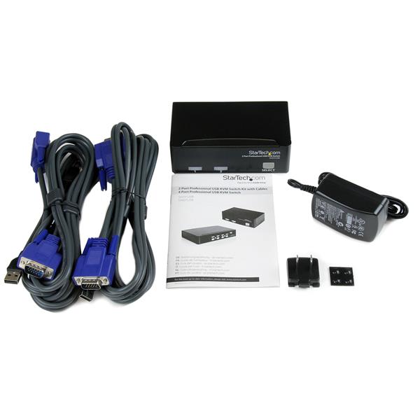 2 Port Professional USB KVM Switch Kit with Cables