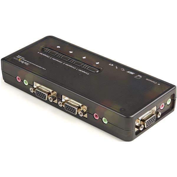 4 Port Black USB KVM Switch Kit with Cables and Audio