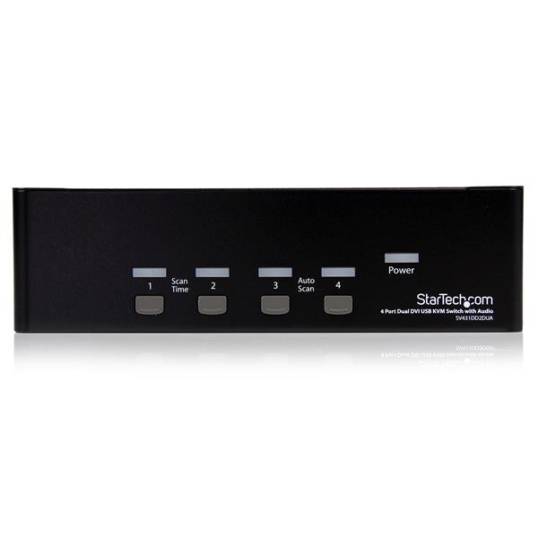 4 Port Dual DVI USB KVM Switch with Audio & USB 2.0 Hub