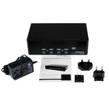 4 Port Dual DVI USB KVM Switch with Audio & USB 2.0 Hub