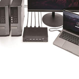 4-Port HDMI KVM switch with USB 3.0 hub, 1080p video, and audio ports for seamless control of multiple computers.