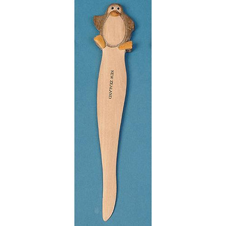 Wooden Penguin Letter Opener, handcrafted from sustainable wood, adding charm and functionality to your desk accessories.