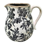 BLACK FLORAL CERAMIC JUG - BLACK -  200x165x200