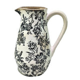 BLACK FLORAL CERAMIC JUG - BLACK -  205x145x255