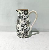 BLACK FLORAL CERAMIC JUG - BLACK -  205x145x255