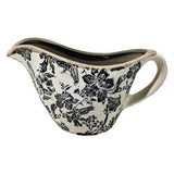 BLACK FLORAL CERAMIC JUG - BLACK -  240x125x140