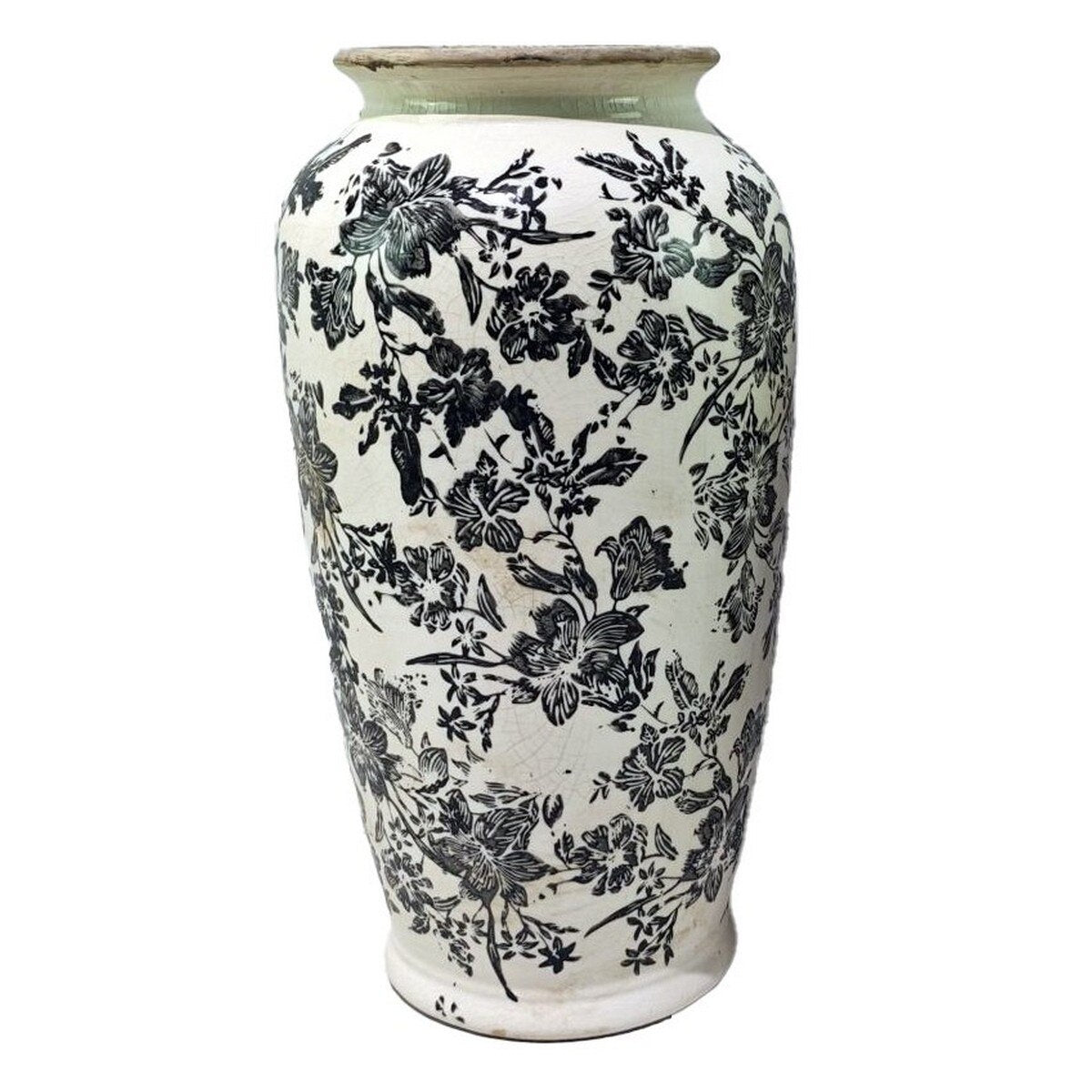BLACK FLORAL VASE - BLACK -  195x195x370