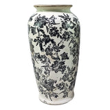 BLACK FLORAL VASE - BLACK -  195x195x370