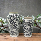 BLACK FLORAL VASE - BLACK -  195x195x370