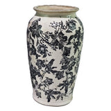 BLACK FLORAL VASE - BLACK -  165x165x295
