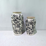BLACK FLORAL VASE - BLACK -  165x165x295