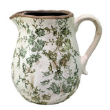 GREEN FLORAL CERAMIC JUG - GREEN -  200x165x200