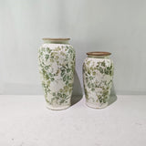 GREEN FLORAL VASE - GREEN -  195x195x370