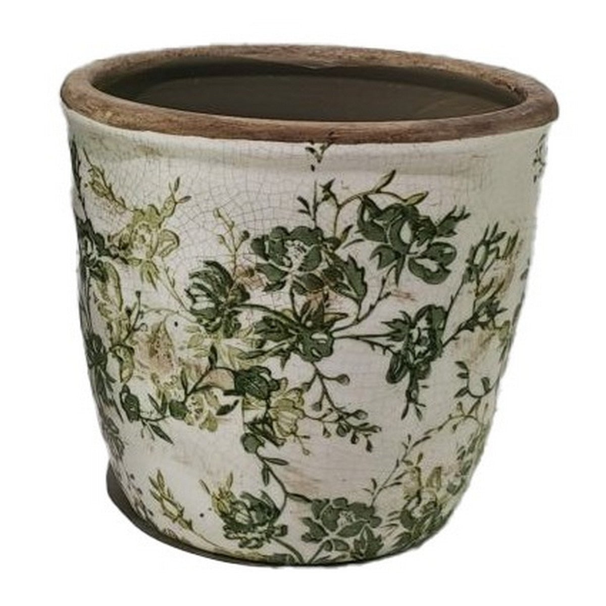 GREEN FLORAL POT - GREEN -  145x145x135