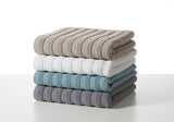 Stylish magnetic grey double bath mat, 100% cotton, striped texture, 60 x 120cm for luxurious softness and comfort.