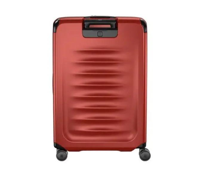 Victorinox Spectra 3.0 75 cm expandable luggage in eco-friendly SORPLAS, featuring dual-caster wheels and TSA-approved lock.