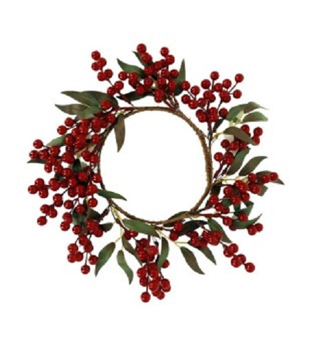 Artificial Gloss Berry Wreath -  Red