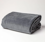 Soft pewter coral fleece blanket with 400gsm warmth, double-sided design, perfect for cozying up on bed or sofa.