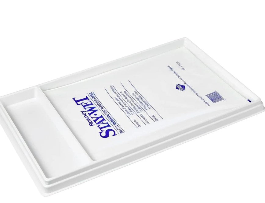 Large Staywet Palette designed for acrylic artists, prevents paint drying with a unique osmosis membrane for long-lasting color vibrancy.