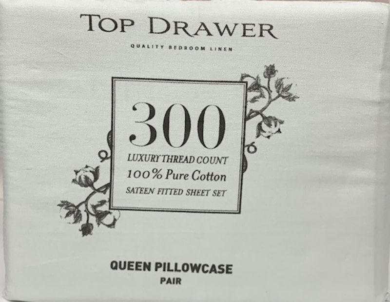 Luxurious sage pillowcase pair, 300TC, 50 x 80CM, offering softness and style for queen pillows. Ideal for elegant bedroom decor.