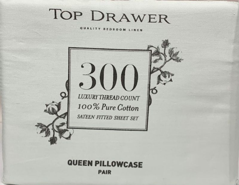 Pillowcase - 300TC QUEEN 50 x 80CM Pair (Sage)