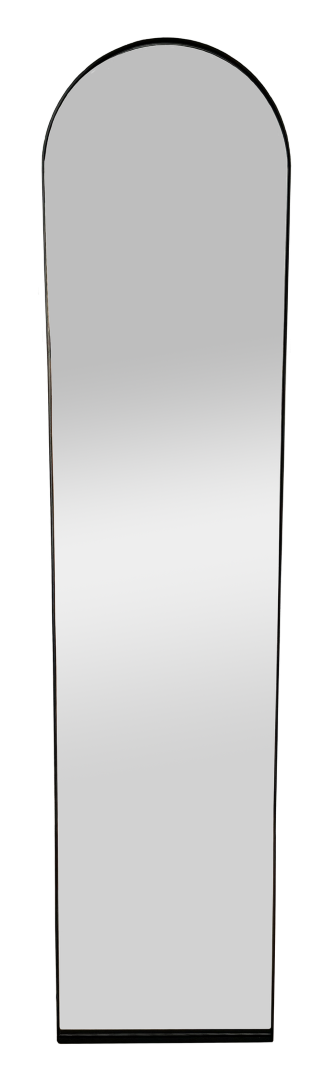 Full-length standing mirror with sleek black frame, perfect for modern interiors and enhancing room aesthetics.