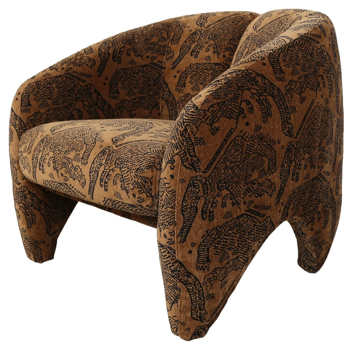 ACCENT CHAIR - HUNTRESS CHENILLE FABRIC (TIGER/BROWN