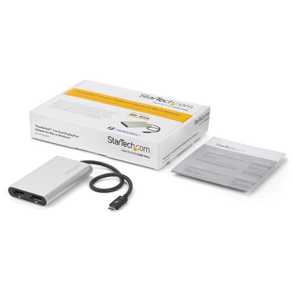 Thunderbolt 3 to Dual DisplayPort Adapter - 4K 60Hz - Mac and Windows Compatible