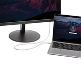 White 2m Thunderbolt 3 cable supporting 20Gbps data transfer, 4K video, and 100W power delivery for versatile connectivity.