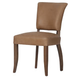 DINING CHAIR - CAIRO TOP GRAIN LEATHER W/ HERRINGBONE FABRIC BACK & ASHWOOD LEGS