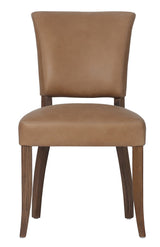 DINING CHAIR - CAIRO TOP GRAIN LEATHER W/ HERRINGBONE FABRIC BACK & ASHWOOD LEGS