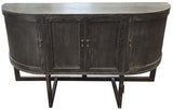 Hall Table - 4 Door with Metal Base Oak Wood /Iron