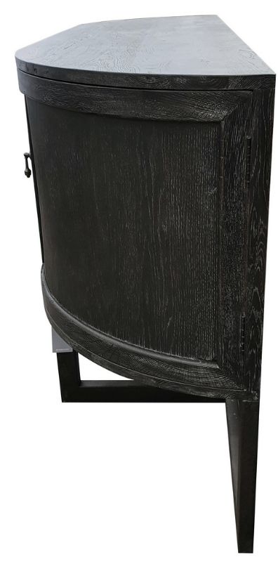Hall Table - 4 Door with Metal Base Oak Wood /Iron