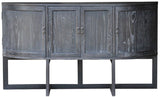 Hall Table - 4 Door with Metal Base Oak Wood /Iron