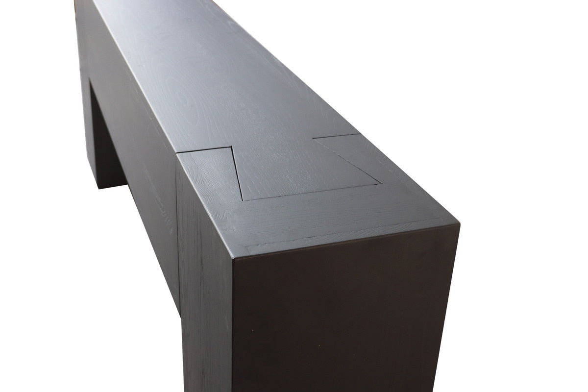 BLOCK CONSOLE - DOVETEAIL ANTIQUE BLACK ELM RECLAIMED ELM