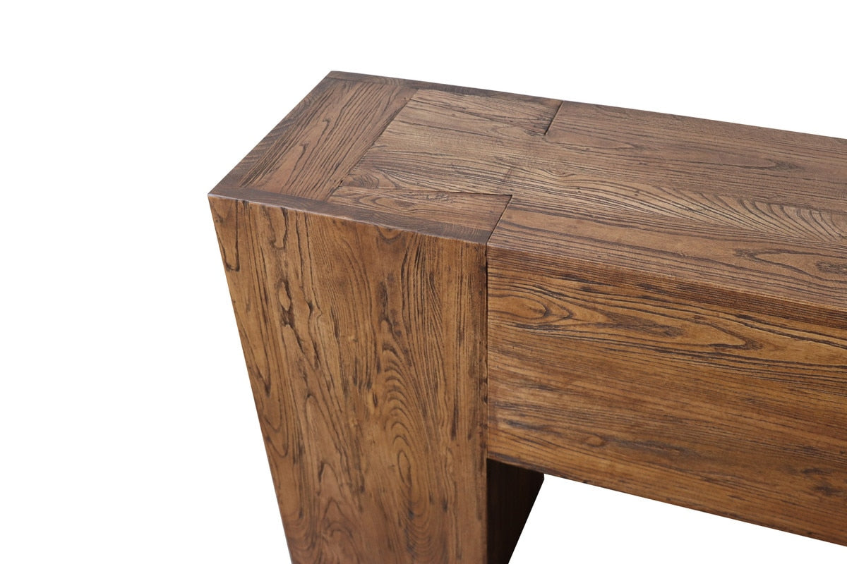 BLOCK CONSOLE - DOVETEAIL ANTIQUE ELM RECLAIMED ELM (2.2m x 35cm x 80cm)