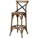 CROSS BACK BAR STOOL BENCH HEIGHT - OAK