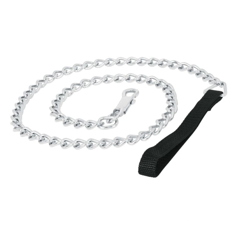 Durable 1.2m dog lead chain with ergonomic polypropylene handle, ideal for walks and training, suitable for all dog breeds.