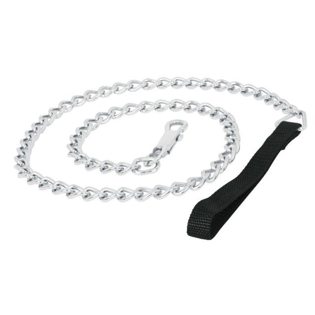 Durable 1.2m dog lead chain with ergonomic polypropylene handle, ideal for walks and training, suitable for all dog breeds.